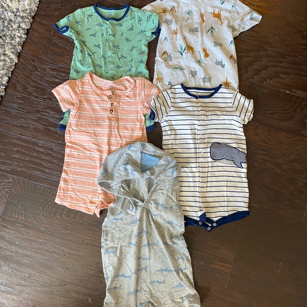Carters Baby Boys 18 month romper bundle - two have a very small discreet stain
